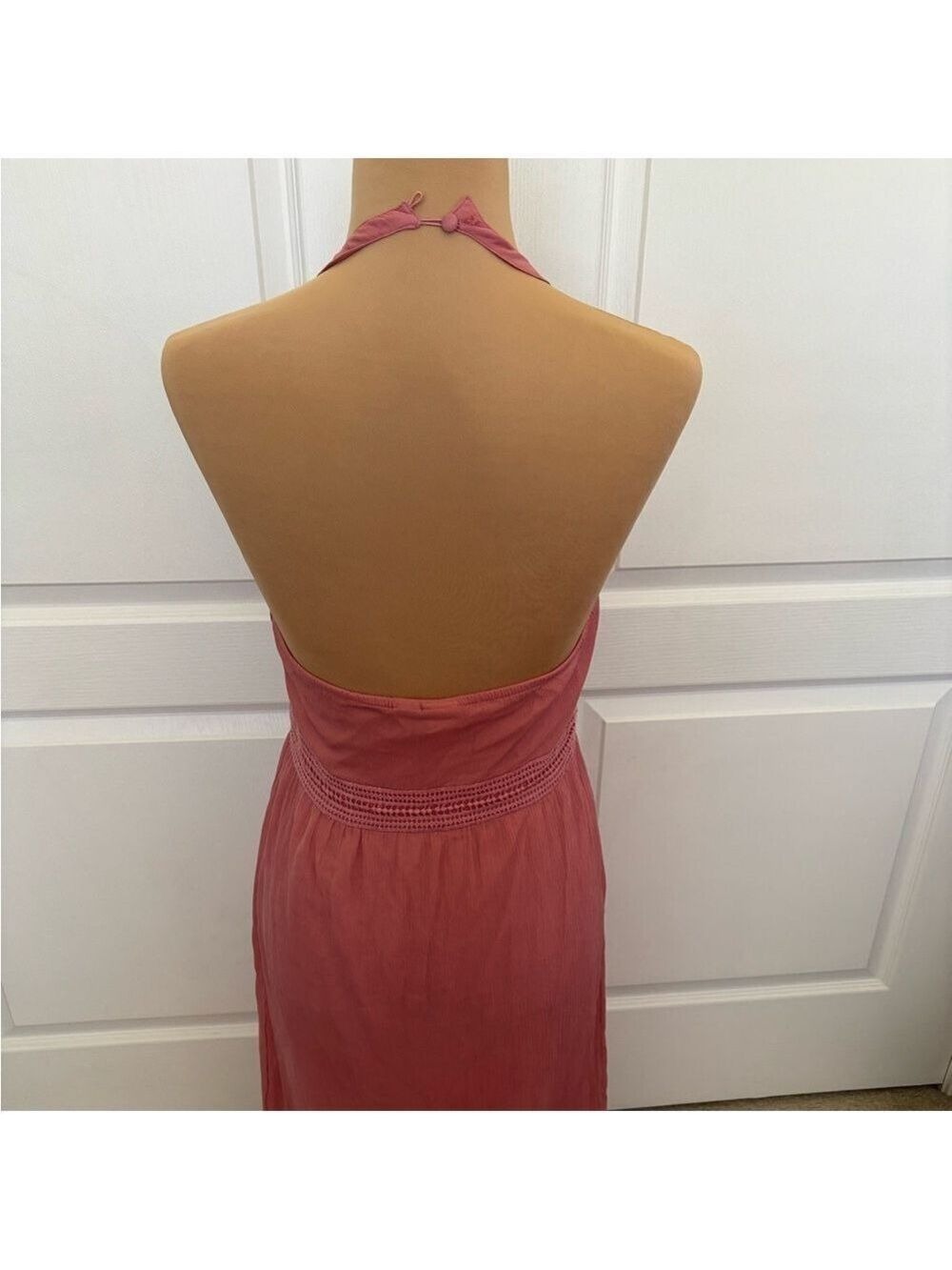 Roxy Pink Halter Maxi Dress Size 8 | Side Zip | EUC | Flowy & Feminine - Picture 7 of 14